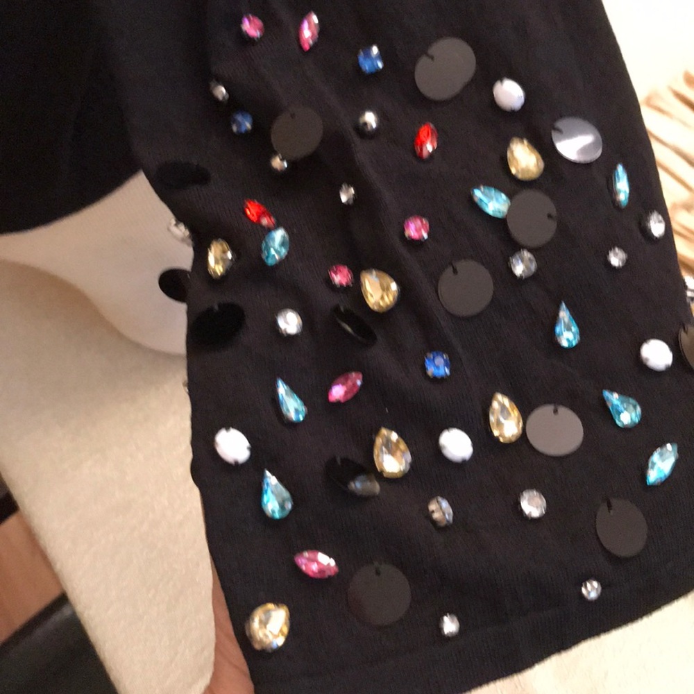 INC International Concepts jeweled sleeve sweater